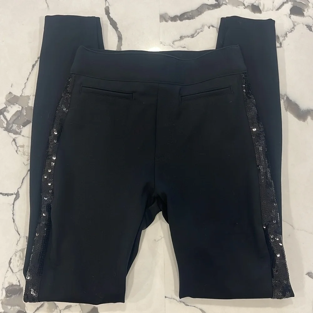 Spanx Black Pant Sequin Tuxedo Skinny Pant-Small Tall - Picture 9 of 12
